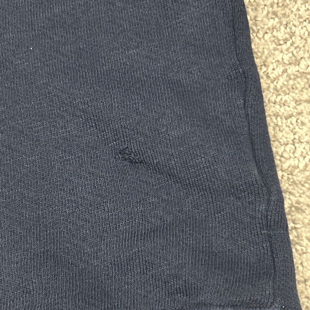Ulla Johnson Alair Crewneck Washed Fleece Sculpted Sleeve Navy Medium **HOLE* - Picture 7 of 15